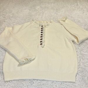 Elegant Cream Sweater with Button Detail WOMENS SIZE S BEAUTIFUL SWEATER